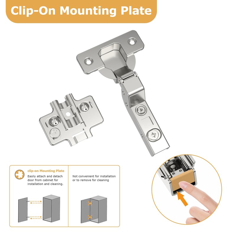 Furniware 2 pcs Soft Close Cabinet Hinges,110°Inset Cupboard Wardrobe Doors