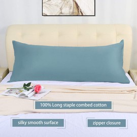 PiccoCasa Body Pillow Cover Pillowcase, 300 Thread Count, 100% Long Staple Combed Cotton, Body Pillow Case with Zipper Closure Slateblue Body(51x152cm)