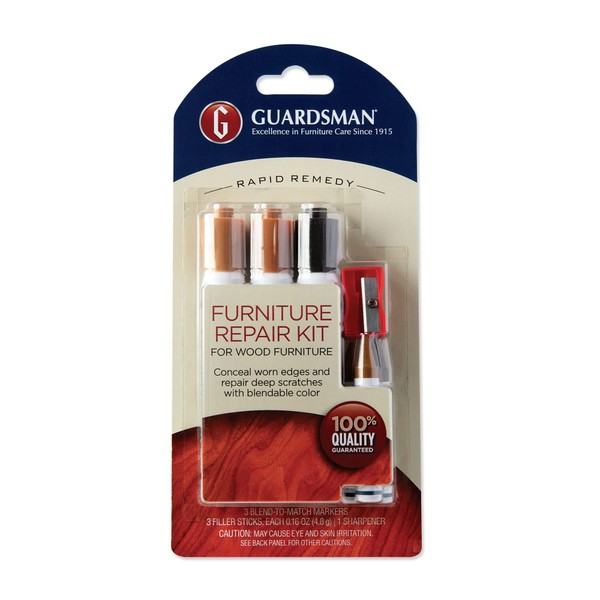 Guardsman 500600 Repair Kit-Quickly Touch-Up and Fill Scratched and Blemishes in Wood Furniture, 3 Colors, Brown Tones