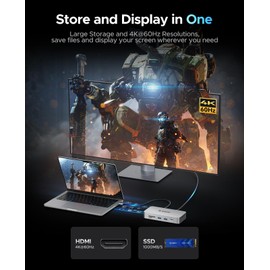 ORICO 1 TB External SSD Docking Station, SSD Expansion + Hub Extension, Up to1000MB/s, 10-in-1 USB C HUB with Internal SSD, Support 4K@60Hz HDMI Display, 100W PD, Ethernet, SD/TF, Mac Mini - SJ10