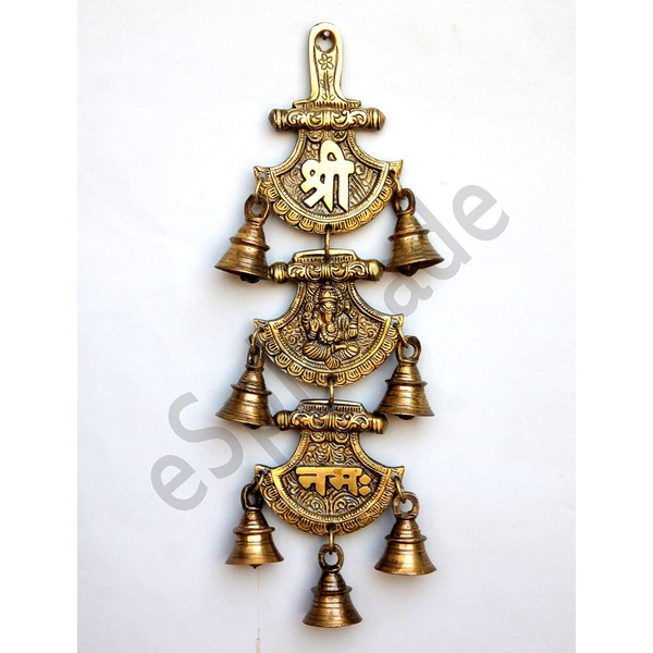 eSplanade - 11" Shree Ganeshaya Namah Curved Hanging Bells |