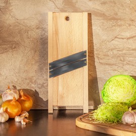 Wooden Cabbage Shredder (11.8x5.1 in) - Grater for Coleslaw and Sauerkraut - Slaw Slicer Cutter Maker