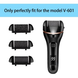 CIVYPRO Extra Coarse 3 Refill Rollers for Electric Feet Callus Remover V-601, Replacement Heads Foot Care Pedicure Tools Pack-1 Coarse, 1 Regular and 1 Gentle Rollers (Black)