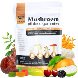 Sugar-Free Ashwagandha & Mushroom Gummies Supplement | 10 Functional Mushrooms per Serving | Immune Support, Focus, Energy | Vegan, Keto, Low Carb, Allulose Sweetener | 80 Gummies, Natural Flavors