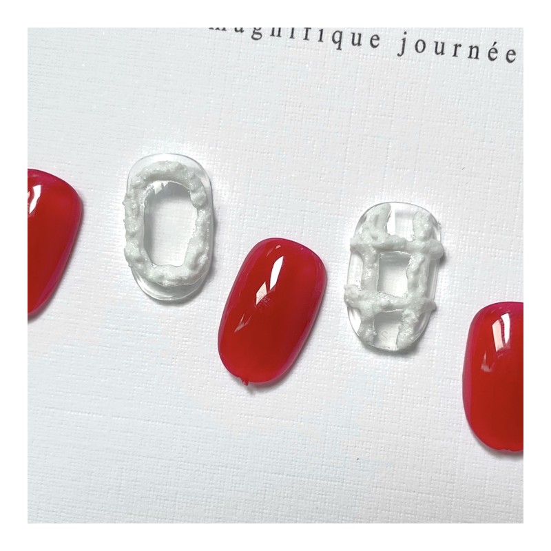ˡᴬᴺᵀᶤˡ Red lump handmade nail tip - Short Square Mini