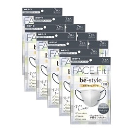 Bee Style 3D Type, Regular Size, Silver Gray x Blue Gray, 7 Pieces x 10 Piece Set, Mask, Bicolor for Women