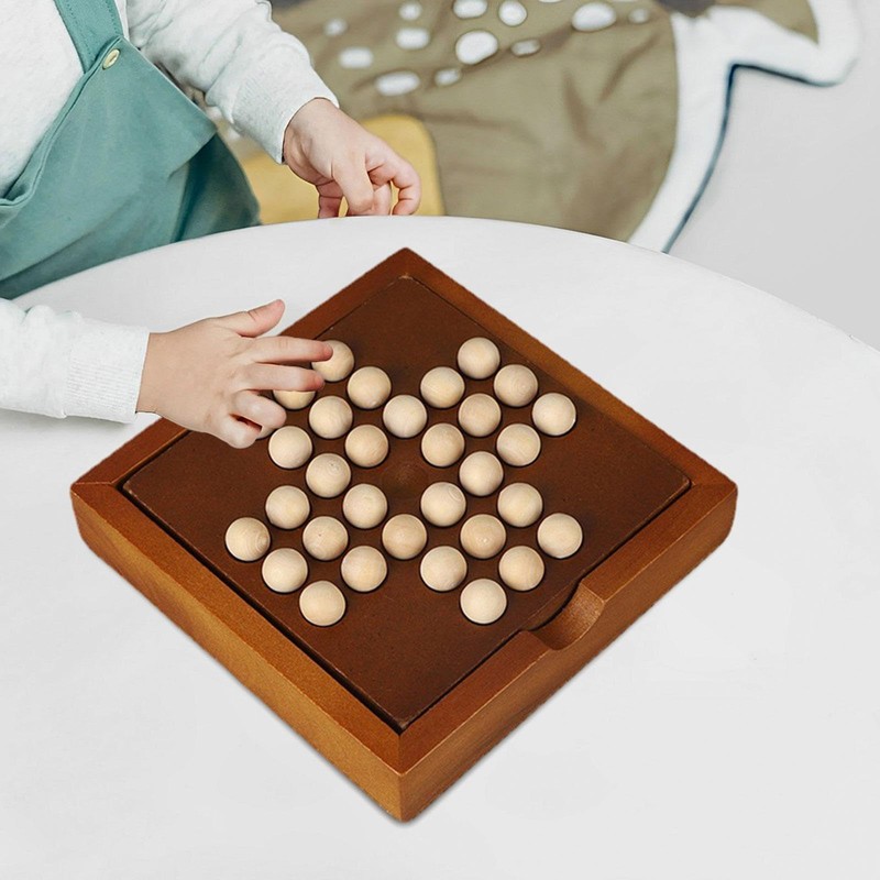 Oshhni Wooden Solitaire Board Game, Educational Family Game, Chess Mind