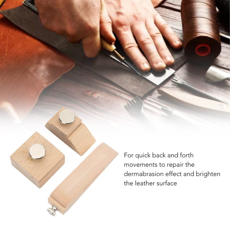 3 Piece Wooden Hand Sanding Block Natural Handmade Hook and