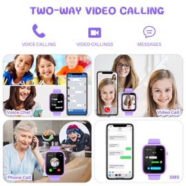 OKYUK T45 Children's Smartwatch, 4G Children's Smartwatch, GPS Tracker Children, Watch Children Boy, Children's Watch with Video Phone Call, School Mode, SOS Function, Camera and Pedometer (T45 Purple