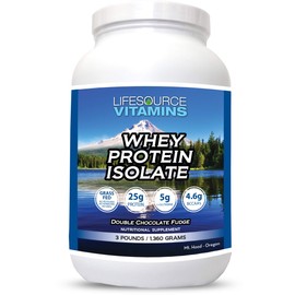 LifeSource Vitamins 3 lb - US Dairy Cows Grass Fed Whey Protein Isolate - Double Chocolate Fudge sweetened w/Stevia - 3 lb Powder