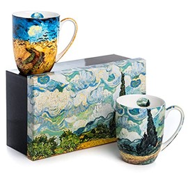 McIntosh Van Gogh Wheatfields Fine Bone China Set of 2 Mugs (13 oz)