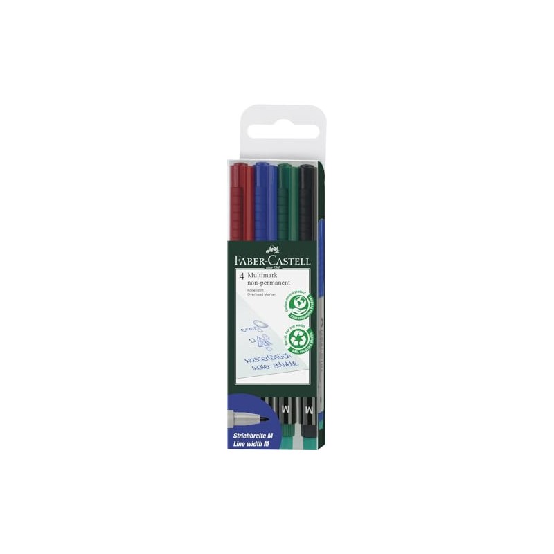 Faber-Castell Non-Permanent Medium Tip Multimark (Wallet of 4)
