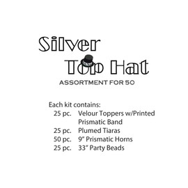 The Silver Top Hat Asst for 50 Party Accessory (1 count)