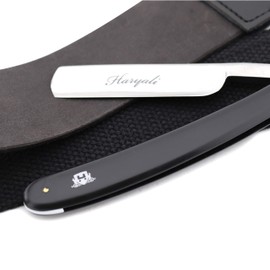Extra Wide Black Leather Strap Razor Set 3 Pieces with Leather Strop and Grinding Paste