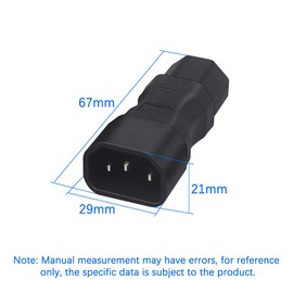 JORINDO 2 Pack IEC320 C14 to C15 AC Power Adapter,IEC 320 C14 Male to C15 Kettle Plug Female Power Adapter. IEC 3Pole Male to Female Straight AC Converter for PDU/UPS Sever