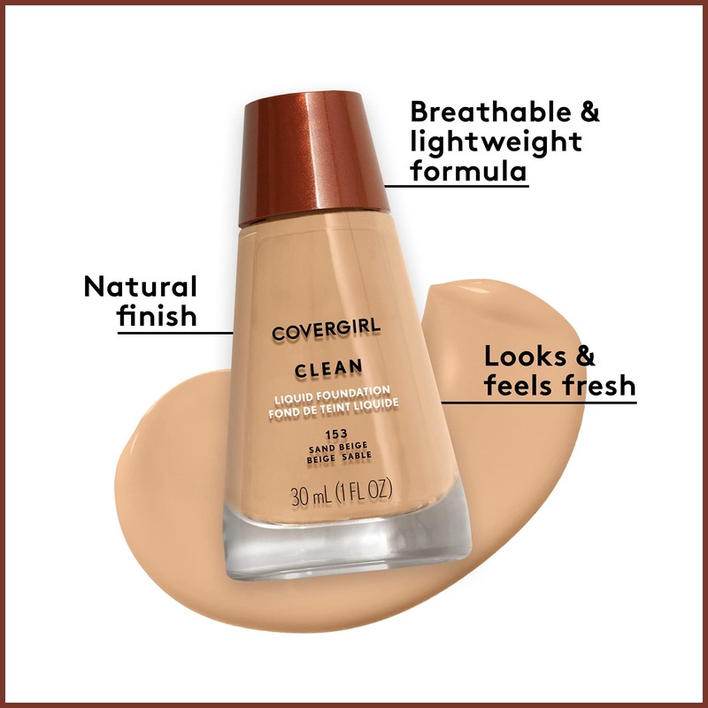 COVERGIRL Clean Makeup Foundation Classic Tan 160, 1 oz (packaging