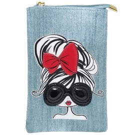 DIVA Rose Women's Smartphone Pouch, Shoulder Bag, Smartphone Pochette, Denim Pouch, Sacoche, Shoulder Bag, Sunglasses Girl, blue (light)