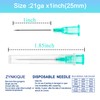 100 pcs 21G 25mm Needles, Dispensing Needle with Cap, Individually