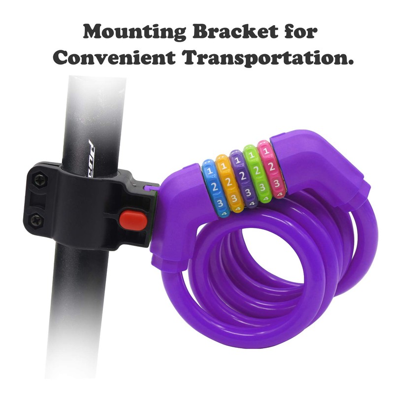 IDEALUX Sport Bike Lock Cable, 4-Feet Bicycle Cable Lock with