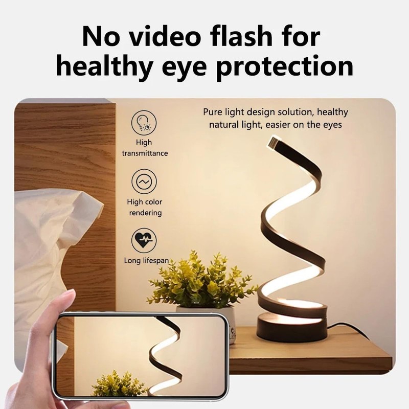 NCONCO Spiral LED Table Lamp for Bedroom, USB Powered Desk