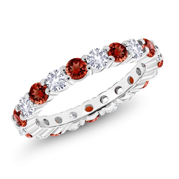 Gem Stone King 1.50 Cttw Red Garnet and White Created