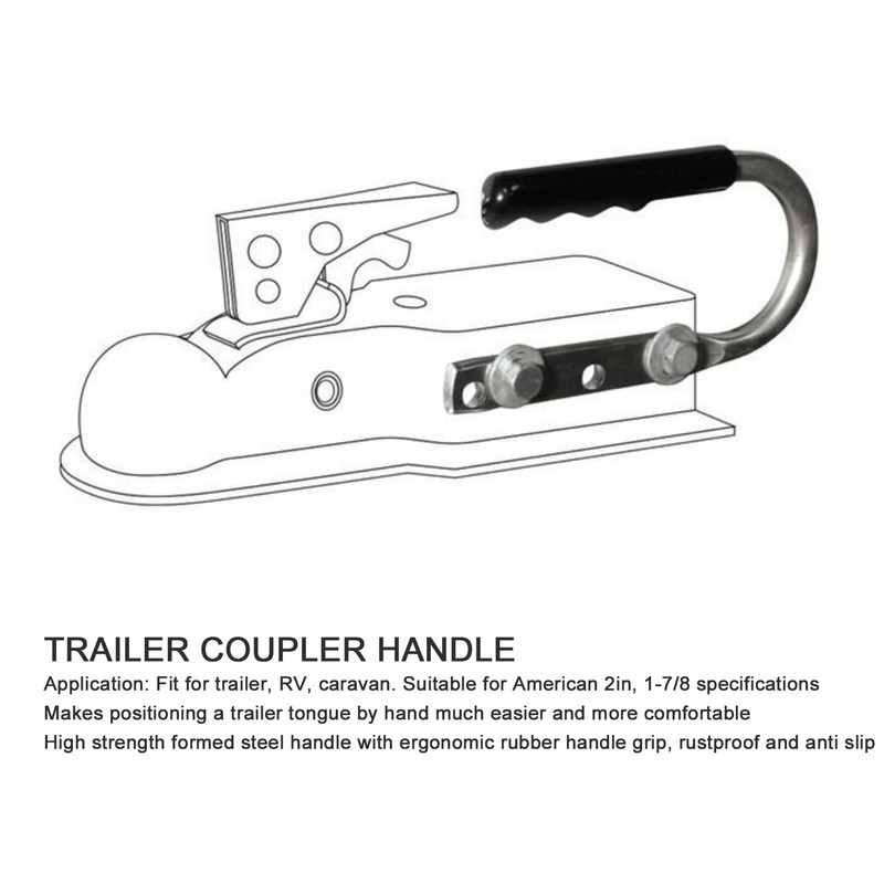 Trailer Coupler Lift Handle Galvanized Steel Rubber Tongue Handle for