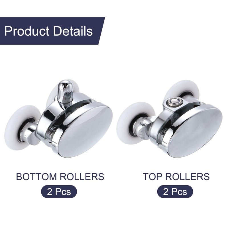 sourcing map 4 Pcs Shower Door Rollers, 23mm Dia ABS