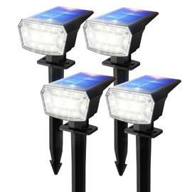 TECKNET 59 LED Outdoor Solar Lights for Yard, 3 Lighting Modes, IP65 Waterproof Security Landscape Spotlights, 4-Pack Cool White, Ground Stake & Wall Mount for Garden, Pathway, Patio, Driveway