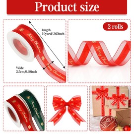 Red and Green Christmas Ribbon 2 Roll 1 inch 20 Yard Merry Christmas Ribbon for Gift Wrapping Ribbon for Christmas Tree Ribbon Garland Present Ribbon Xmas Ribbon Christmas Decor Ornament Ribbon