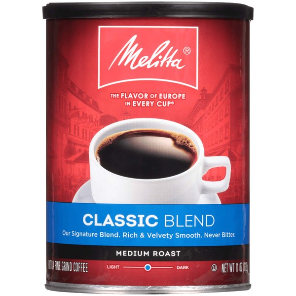 Melitta Classic Blend Coffee, Medium Roast, Extra Fine Grind, 11 Ounce Can (Pack of 6)