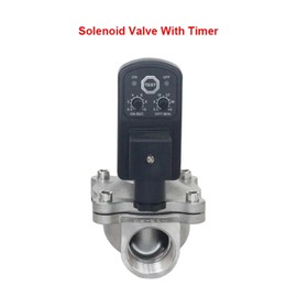 JVOZBZMWZ Normally Closed Electric Solenoid Valve with Timer Stainless Steel Internal Thread 1/2" 3/4" 1" 2" Switch Water Valve 220V 24V(VITON-SEAL-220VAC)