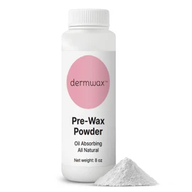 Dermwax Pre Wax Powder 8 oz – Talc Free Powder to Prepare & Protect Skin for a Smooth Base – Absorbs Oils & Moisture - Fragrance & Aluminum-Free – With Corn Starch, Sodium Bicarbonate, Hydrated Silica