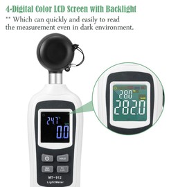 Digital Light Meter,V·Resourcing Handheld Illuminance Meter with Ambient Temperature Measurer,Range up to 200,000 Lux Luxmeter with 4 Digit Color LCD Backlight Screen