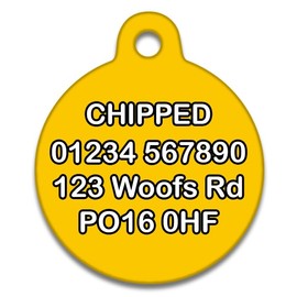 Spoilt Rotten Pets 38mm Village Idiot Naughty Joke Fun Rude Dog Pet Identity Cat or Dog ID Tag Custom Printed Any Dog or Cats Name & Contact Details (38mm Large GSD, Husky & Chow Chow)