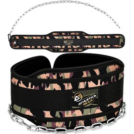 Weight Lifting Dip Belt with Chain – 6.5’’ Wide, 10mm Extra thick Dipping Belt with 27” Heavy Duty Steel Chain for Dips, Pull Ups, Gym Lifting, Powerlifting, Workout, Weight Belt (Camo)