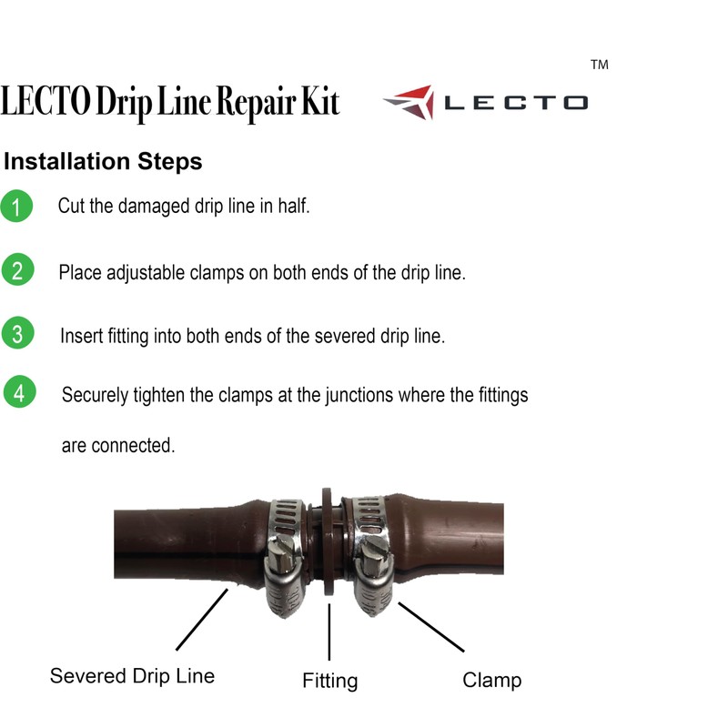 LECTO Universal 5/8", 1/2", .700" Drip Line Repair & Extension