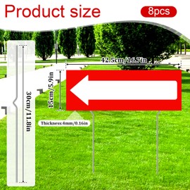 8 Pack Arrow Sign Yard Sign Signs for Outside Red This Way Decor 17 x 6 Inch Plastic Blank Directional Yard-Sign with 12 Inch Metal Stakes Waterproof This Way Signs for Lawn Wedding Party Garage Sale