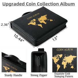 Ettonsun Coin Collection Book Holder for Collectors, 220 Large Pockets Coin Collecting Storage Album & 33 Sleeves Paper Money Display Case for Collectible Notes Currency Bill Coin Collection Supplies
