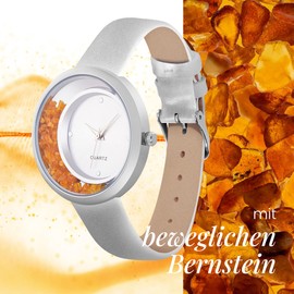 crystal blue Women's Watch Gemstone Jewellery Lapslazulli Amber Rose Quartz Analogue Quartz, silver, Strap.