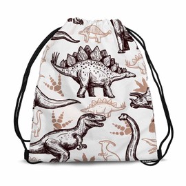 Sotunad Dinosaurs Seamless Pattern Drawstring Backpack Adjustable Shoulder Strap Drawstring Bag Sutiable for Sports Beach Short Travel Stroage 14x16.9 Inch