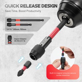 EZARC 14PC Impact Socket Adapter Set, 1/4",3/8",1/2" Square Drive Socket Adapter,Quick-Release & Magnetic Drill Bit Extension,Swivel & Right Angle Drill Attachments for Power Drill & Impact Driver