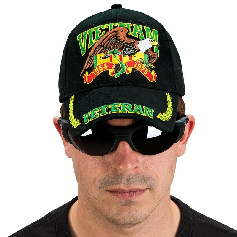 Vietnam Veteran Eagle Low Profile Cap, Black, Adjustable