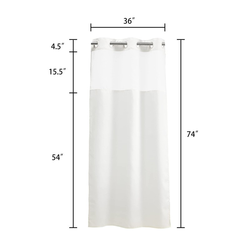River Dream White Fabric Shower Curtain or Liner with Sheer