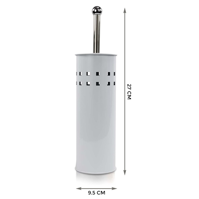 Stainless Steel toilet Brush Holder Free Standing Brush (White)