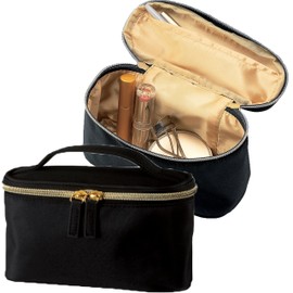 Esole 145029 Makeup Pouch, Vanity Bag, Round Vanity, Approx. 3.9 x 6.7 x 2.8 inches (10 x 17 x 7 cm), Stylish, Gorgeous, Eltrad. Gold Series