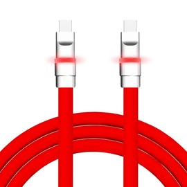 chubbycable Neon Chubby - Fast Charge Cable with Smart Light RGB Color Gradual Light Up LED USB Charging Cable, Red, Type-C to Type-C, 3.3 FT