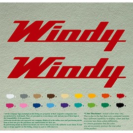 Pair of Windy Boats Compatible Replacement Decals Vinyl Stickers Outboard Motor Set of 2 (18", Red 031)