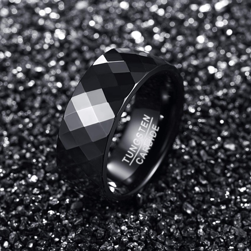 083 Base Ring, Men's Ring, Tungsten, Multi-faceted Cut, Glitter, Allergy