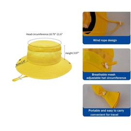 Outdoor Kids Sun Hat for Boys Girls Toddler - UPF 50+ Wide Brim Bucket Hat Quick Dry Foldable Breathable Fishing Safari Hat (US, Age, 6 Months, 24 Months, Yellow+Beige)
