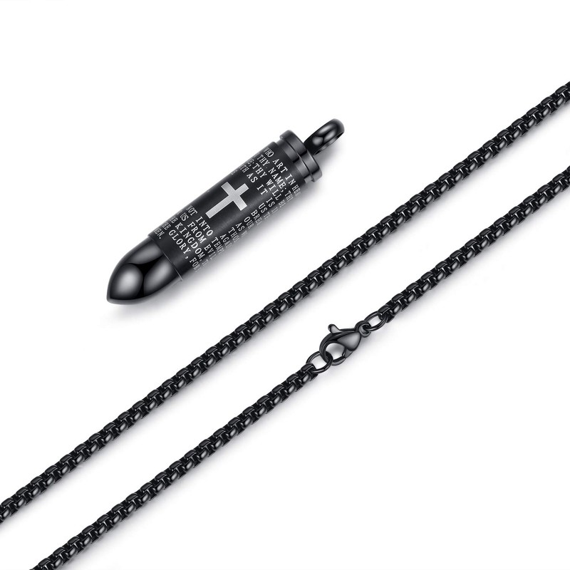 Stainless Steel Urn Necklace For Ashes Bullet Shaped Cremation Urn